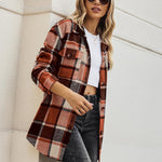 Nadorine Plaid Shacket Jacket Button Down Trench Coats