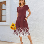 Nadorine Women Short Sleeve Midi Dress with Pockets (US Only)