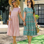 Nadorine Women Short Sleeve Midi Dress with Pockets (US Only)
