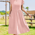Nadorine Women Short Sleeve Midi Dress with Pockets (US Only)