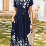 Nadorine Women Short Sleeve Midi Dress with Pockets (US Only)