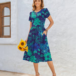 Nadorine Women Short Sleeve Midi Dress with Pockets (US Only)