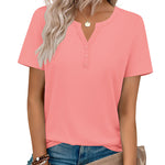 Nadorine Casual Vacation V Neck Short Sleeve T-Shirt for Women Casual Business Work Office 2026 | Under $25