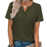 Nadorine Casual Vacation V Neck Short Sleeve T-Shirt for Women Casual Business Work Office 2026 | Under $25