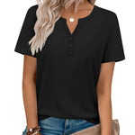 Nadorine Casual Vacation V Neck Short Sleeve T-Shirt for Women Casual Business Work Office 2026 | Under $25