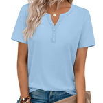 Nadorine Casual Vacation V Neck Short Sleeve T-Shirt for Women Casual Business Work Office 2026 | Under $25