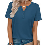 Nadorine Casual Vacation V Neck Short Sleeve T-Shirt for Women Casual Business Work Office 2026 | Under $25