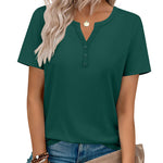 Nadorine Casual Vacation V Neck Short Sleeve T-Shirt for Women Casual Business Work Office 2026 | Under $25