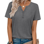 Nadorine Casual Vacation V Neck Short Sleeve T-Shirt for Women Casual Business Work Office 2026 | Under $25