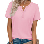Nadorine Casual Vacation V Neck Short Sleeve T-Shirt for Women Casual Business Work Office 2026 | Under $25