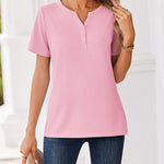 Nadorine Casual Vacation V Neck Short Sleeve T-Shirt for Women Casual Business Work Office 2026 | Under $25
