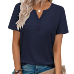Nadorine Casual Vacation V Neck Short Sleeve T-Shirt for Women Casual Business Work Office 2026 | Under $25