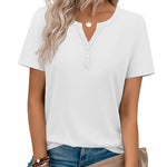 Nadorine Casual Vacation V Neck Short Sleeve T-Shirt for Women Casual Business Work Office 2026 | Under $25