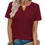 Nadorine Casual Vacation V Neck Short Sleeve T-Shirt for Women Casual Business Work Office 2026 | Under $25