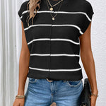 Nadorine Cap Sleeve Sweater Vest Sleeveless Knit Tops