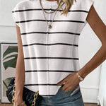 Nadorine Cap Sleeve Sweater Vest Sleeveless Knit Tops
