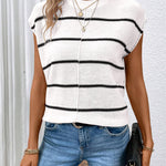 Nadorine Cap Sleeve Sweater Vest Sleeveless Knit Tops