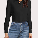 Nadorine Women's Button Down Shirts Classic Fit Dress Shirt