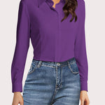 Nadorine Women's Button Down Shirts Classic Fit Dress Shirt