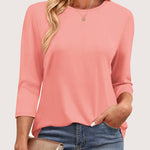 Nadorine Women's Casual 3/4 Sleeve T-Shirts Cute Tunic Tops