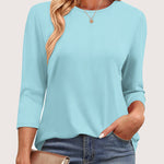 Nadorine Women's Casual 3/4 Sleeve T-Shirts Cute Tunic Tops