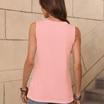 Nadorine Pleated Tank Tops Loose Fit V Neck Sleeveless Tops