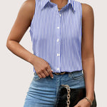 Nadorine Sleeveless Blouses Casual Button Down Flower Tank Tops