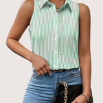 Nadorine Sleeveless Blouses Casual Button Down Flower Tank Tops