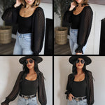 Puff Long Sleeve Bodysuit Leotard Sheer Top - Nadorine (Us Only)