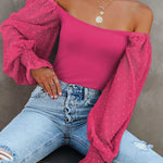 Puff Long Sleeve Bodysuit Leotard Sheer Top - Nadorine (Us Only)