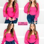 Puff Long Sleeve Bodysuit Leotard Sheer Top - Nadorine (Us Only)