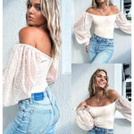 Puff Long Sleeve Bodysuit Leotard Sheer Top - Nadorine (Us Only)