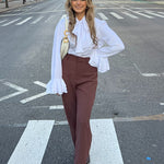 Women Bow Tie Neck Blouses Ruffle Long Sleeve Shirts Button-Down Office Work Casual Tops XS-3XL - Nadorine (Us Only)