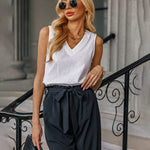 Women Long Lounge Pants with Pockets High Waisted Wide Leg Business Work Trousers Pant - Nadorine (Us Only)