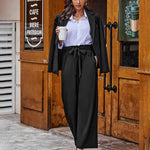 Women Long Lounge Pants with Pockets High Waisted Wide Leg Business Work Trousers Pant - Nadorine (Us Only)