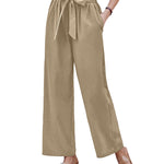 Women Long Lounge Pants with Pockets High Waisted Wide Leg Business Work Trousers Pant - Nadorine (Us Only)