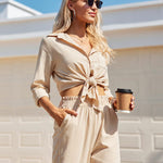 Women Long Lounge Pants with Pockets High Waisted Wide Leg Business Work Trousers Pant - Nadorine (Us Only)