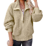 Fuzzy Fleece Jackets Oversized Open Front Coat Zipper Outwear(TTShop02) - Nadorine (Us Only)