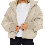 Women's Winter Long Sleeve Full Zipper Baggy Puffer Short Down Jacket Coat - Nadorine (Us Only)