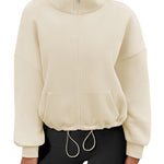 Zeagoo Womens Fleece Jacket Full Zip Crop Hoodie Long Sleeve Pullover Sweatshirts Oversized 2023 Fall Winter Coat