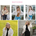 Women's Fashion Cropped Shacket Long SLeeve Trendy Button Down Corduroy Shirts Shacket Jackets - Nadorine (Us Only)
