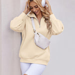 Nadorine Women Sweatshirts Quarter Zip Stand Collar Pullovers Fleece Workout Hoodies Y2K Clothes