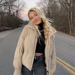 Women's Winter Long Sleeve Full Zipper Baggy Puffer Short Down Jacket Coat - Nadorine (Us Only)
