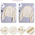 Women's Fashion Cropped Shacket Long SLeeve Trendy Button Down Corduroy Shirts Shacket Jackets - Nadorine (Us Only)