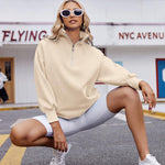 Nadorine Women Sweatshirts Quarter Zip Stand Collar Pullovers Fleece Workout Hoodies Y2K Clothes