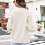 Lantern Sleeve Button Down Cable Knit Sweate - Nadorine (Us Only)