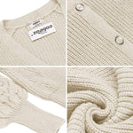 Lantern Sleeve Button Down Cable Knit Sweate - Nadorine (Us Only)
