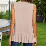 Women's Sleeveless Draped Open Front Cardigan Ruffles Hem Vest - Nadorine (Us Only)