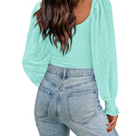 Puff Long Sleeve Bodysuit Leotard Sheer Top - Nadorine (Us Only)