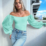 Puff Long Sleeve Bodysuit Leotard Sheer Top - Nadorine (Us Only)